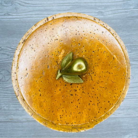 Vintage rare Cork and brass ice bucket bar wear 1940s retro glam with brass pear - Picture 3 of 16